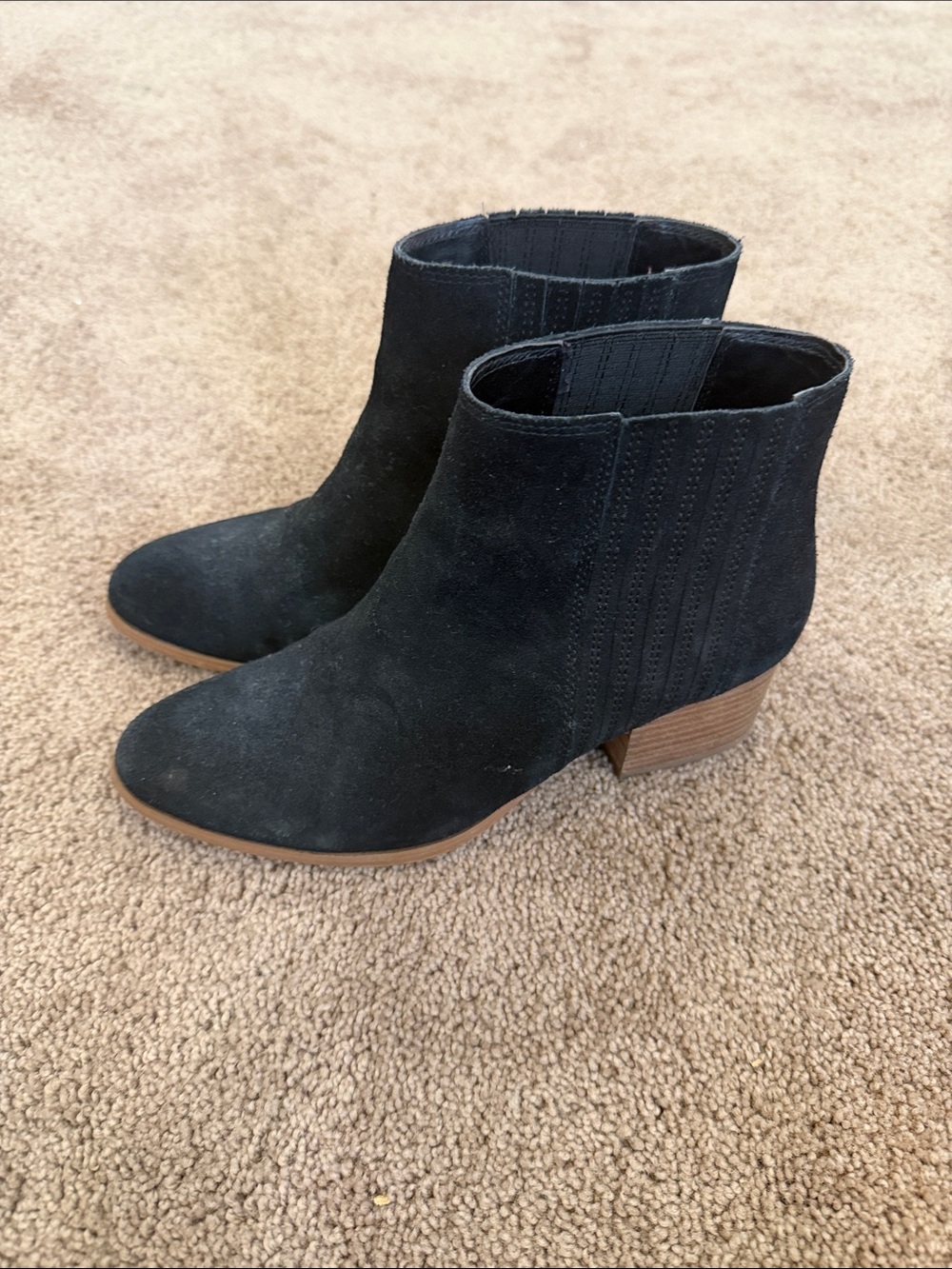 Aldo Black Suede Ankle Booties with Stacked Heel